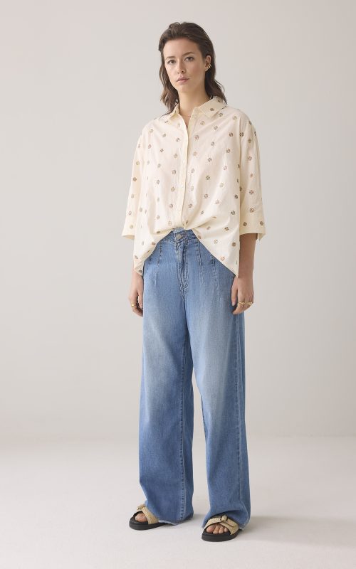 Summum Woman 3/4 sleeve blouse Scattered Emboider