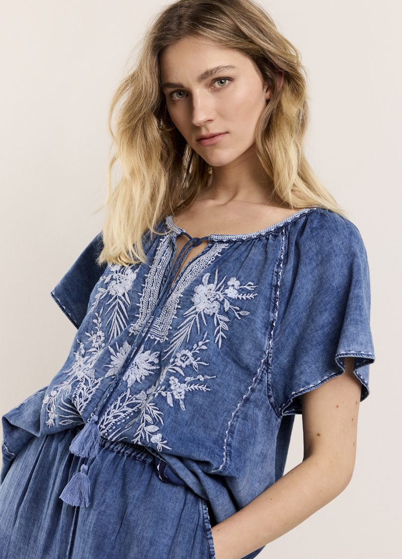 Summum Woman Top Indigo Embroidery Blue Daze - Afbeelding 6