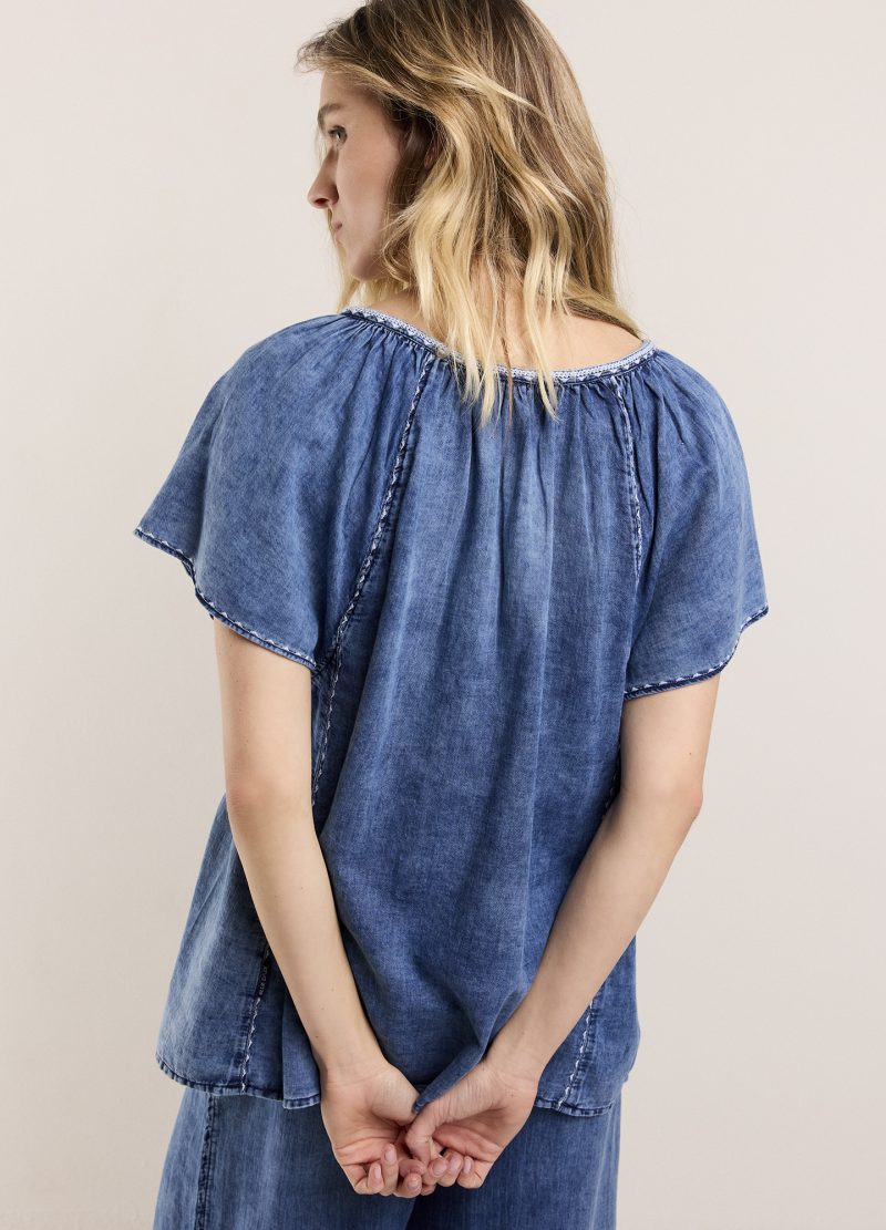 Summum Woman Top Indigo Embroidery Blue Daze - Afbeelding 8